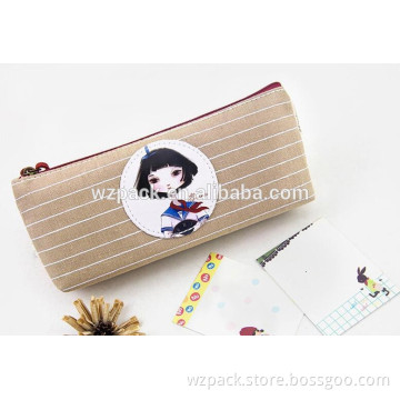 2016 OEM Canvas Pen Pencil Bag Zipper Coin Case Pouch Mini Cosmetic Makeup Bag Zipper Pouch Purse